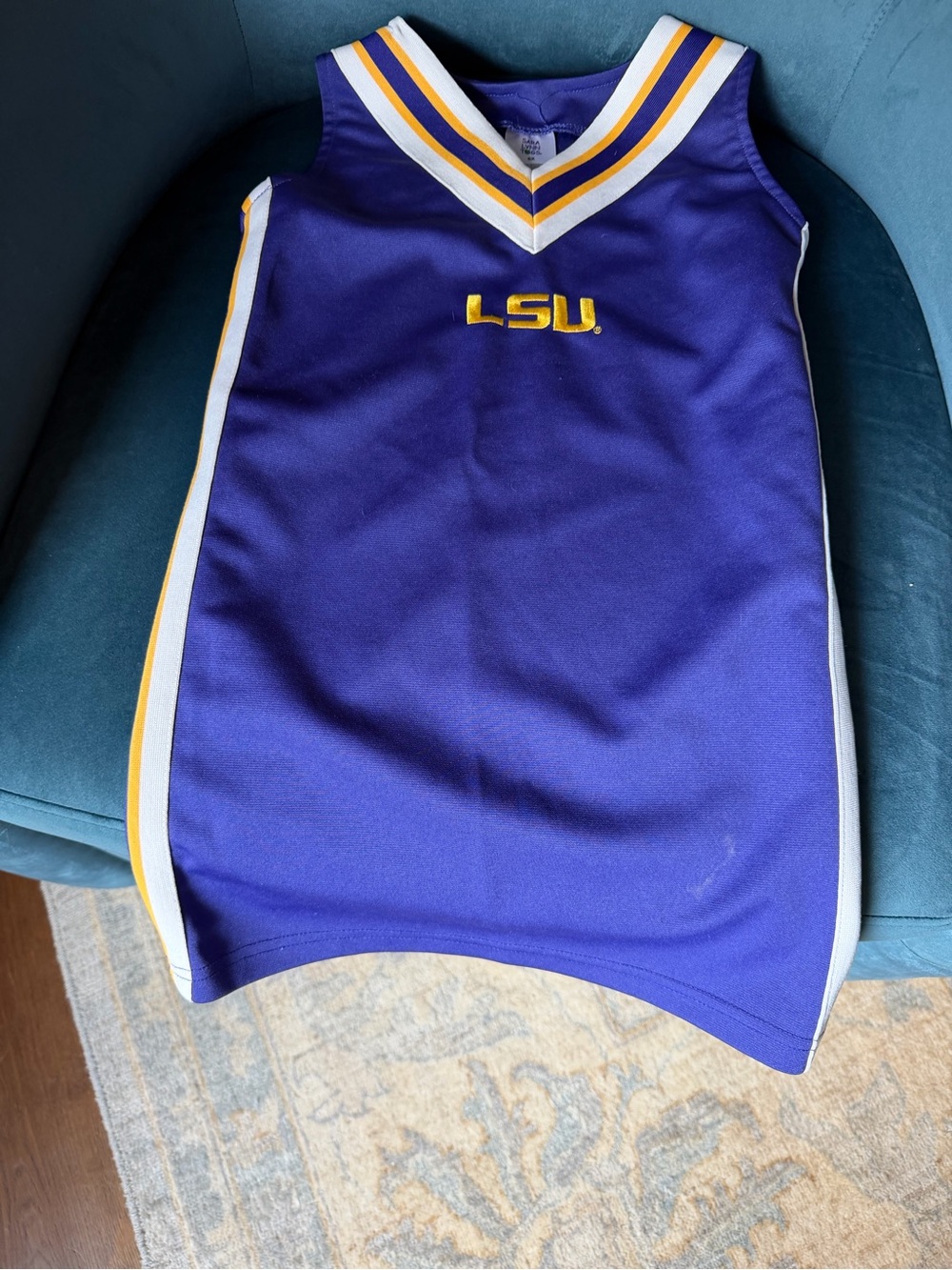 LSU Girls' Purple Cheer Dress with Gold & White Trim